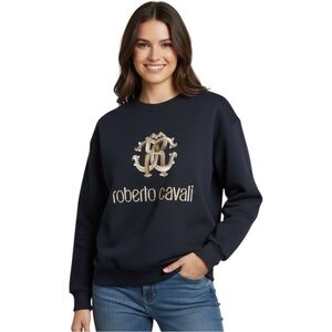 Roberto Cavalli Black Gold Logo Pullover